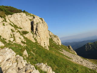 Moutain landscape steem rocky sides