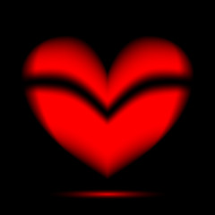 red heart on a black background