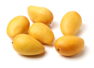 Mango on white background. Juice, produce.