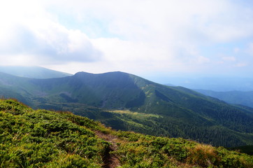 Beautiful view of the mountains on a sunny summer day