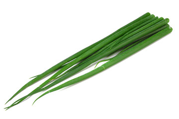 cut of green onion isolated on white background