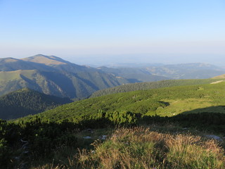 Mountain landscape slopes and elevations with vegetation