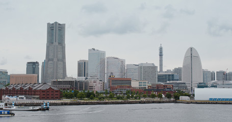 Yokohama city bay at sunset