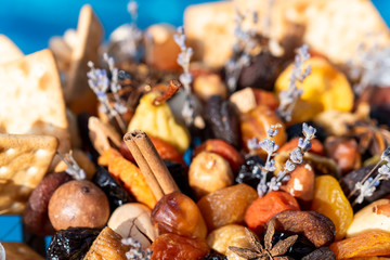 Bouquet of dried fruits. Close-up.
