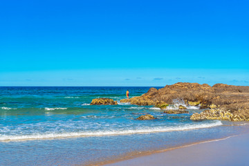 View of the sandy beach, Gold Coast, Queensland, Australia.