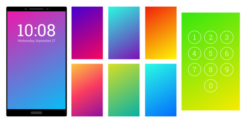 Trendy colors gradient screen backgrounds set.