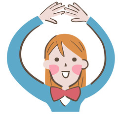 大きくゼスチャーする女子高生　イラスト