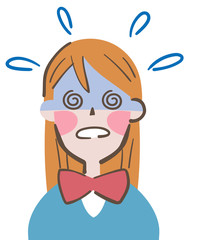 混乱する女子高生　イラスト