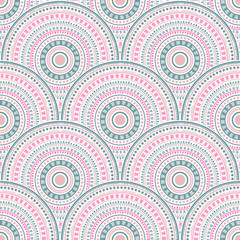 Ethnic circle shapes seamless geometric pattern.