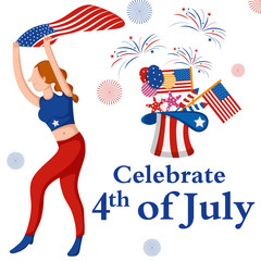 easy to edit vector illustration of Holiday celebration background for 4th of July Happy Independence Day of America