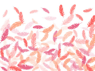 Exotic pink flamingo feathers vector background.