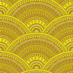 Ethnic circle shapes seamless geometric pattern.