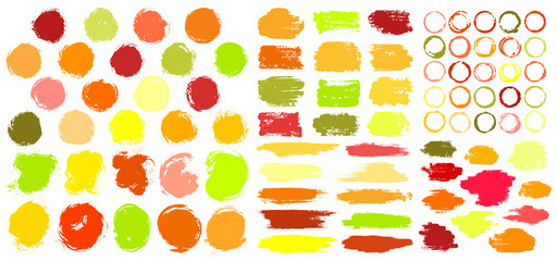 Dry paint stains brush stroke backgrounds set.