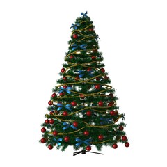 Christmas tree, isolate on a white background. 3D rendering of excellent quality in high resolution