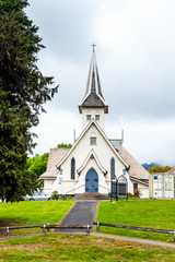 Fototapeta na wymiar Wooden church, Nelson, New Zealand. Vertical.