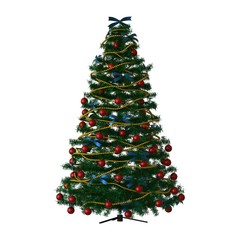 Christmas tree, isolate on a white background. 3D rendering of excellent quality in high resolution