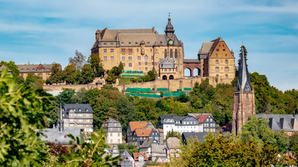 Buildings, Germany, Hesse - The famous Landgrave's Castle in Marburg on the holy Elisabethen path, on a day in September.