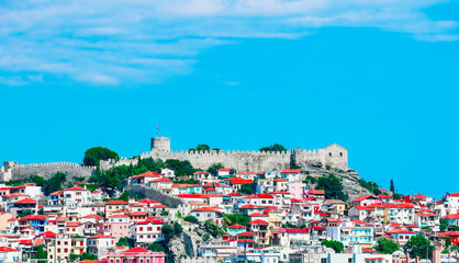 Greece, Kavala city, old castle. Mediterranean vacation.