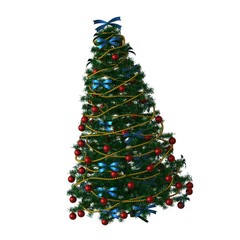 Christmas tree, isolate on a white background. 3D rendering of excellent quality in high resolution