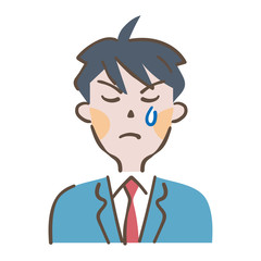 涙を流す男子高生　イラスト