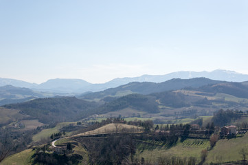 Fototapeta na wymiar Panoramic view of the hills around Urbino