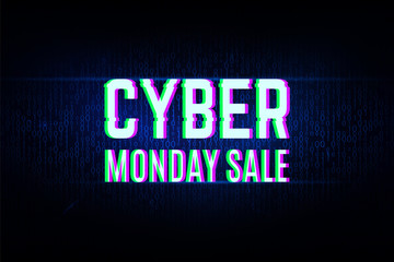 Cyber monday clearance sale concept with a binary background.