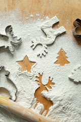 Christmas and holiday baking background, top view