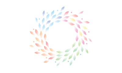 水彩　葉　花輪　四季