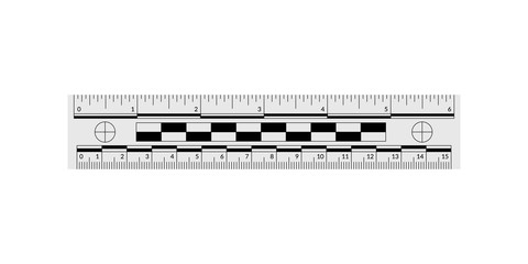 Forensic ruler for measuring crime evidence and gathering a clues.