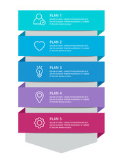 Vector modern infographic template arrow for five diagrams, graph, presentation. Business concept with 5 options, stages, parts. Used for content, step for step, timeline, workflow, web, report