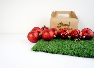Christmas decoration over white background. Copy space