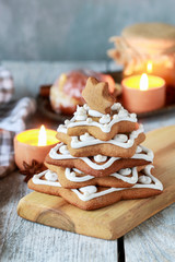 Gingerbread christmas tree. Beautiful xmas dessert.