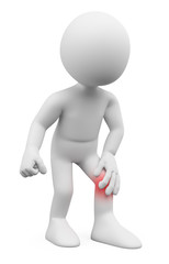 3D white people. Man with knee pain
