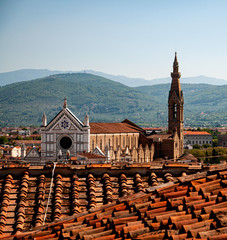 Basilica of Santa Croce in Florence seen from the Tower of Arnol