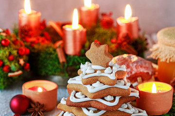 Gingerbread christmas tree. Beautiful xmas dessert.
