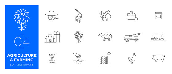 Set of Agriculture and Farming line icons - Modern icons