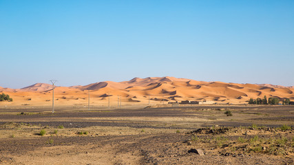 Merzouga and the dunes of the Sahara desert in Morocco
