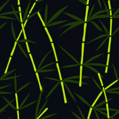 seamless pattern. twigs of bamboo with leaves. eps10 vector illustration. hand drawing.