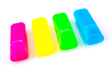 Colored highlighters Markers isolated on white