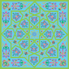   Bright oriental pattern on a geometric ornament