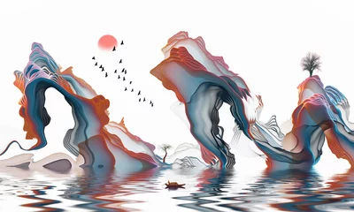 Abstrakte Tinte vertragliche Verzierungslinie Landschaft künstlerische Konzeption © guoquan