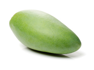 Green mango isolated on white background. With clipping paths.