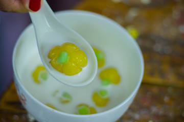 Thai dessert, made from flour pumpkin and coconut milk called 