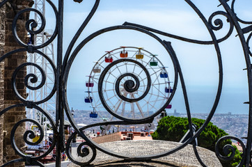 Barcelona city view from the top of Tibidabo mountain