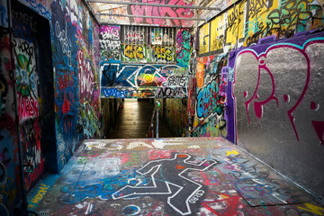 Obraz na płótnie Canvas Cool urban graffiti on all parts of underpass