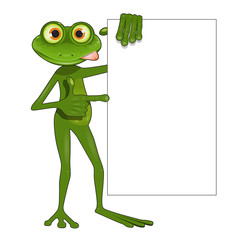 Illustration Green Frog with White Background