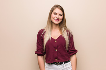 Young russian woman cheerful with a big smile