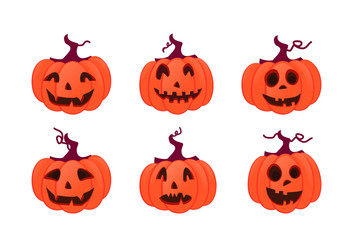 Halloween set of smile pumpkins vector illustration for Website Headers, cards or Banner designs for Happy Halloween