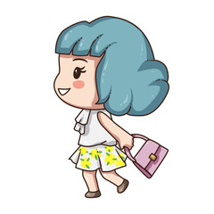 Vector illustration of cute chibi character isolated on white background.