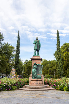 Statue of Runeberg on Esplanadi in Helsinki, Finland